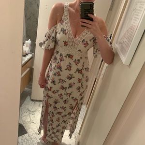 White floral dress with cut outs